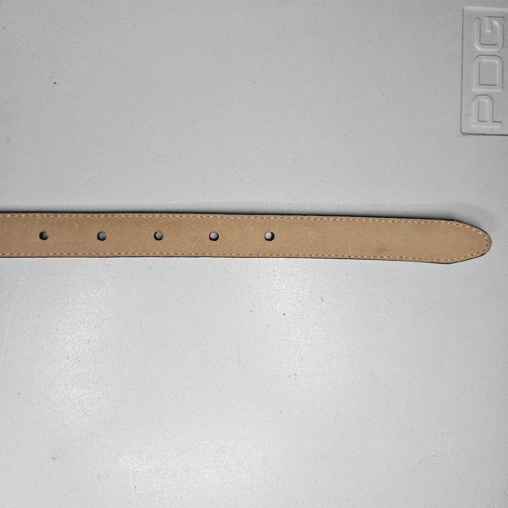 Brighton Classics Womens Belt Black Leather Embossed Gold Buckle Size M 27-31in‎